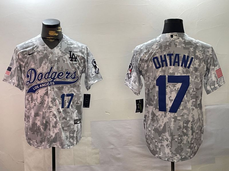 Men Los Angeles Dodgers 17 Ohtani Camo Joint Name 2024 Nike MLB Jersey style 3